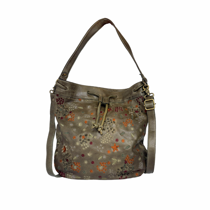 Meadow (LG) Handcrafted Leather Shoulder Bag: Olive