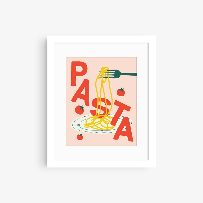 Plate of Spaghetti Pasta Print: Blue / 11"x14"