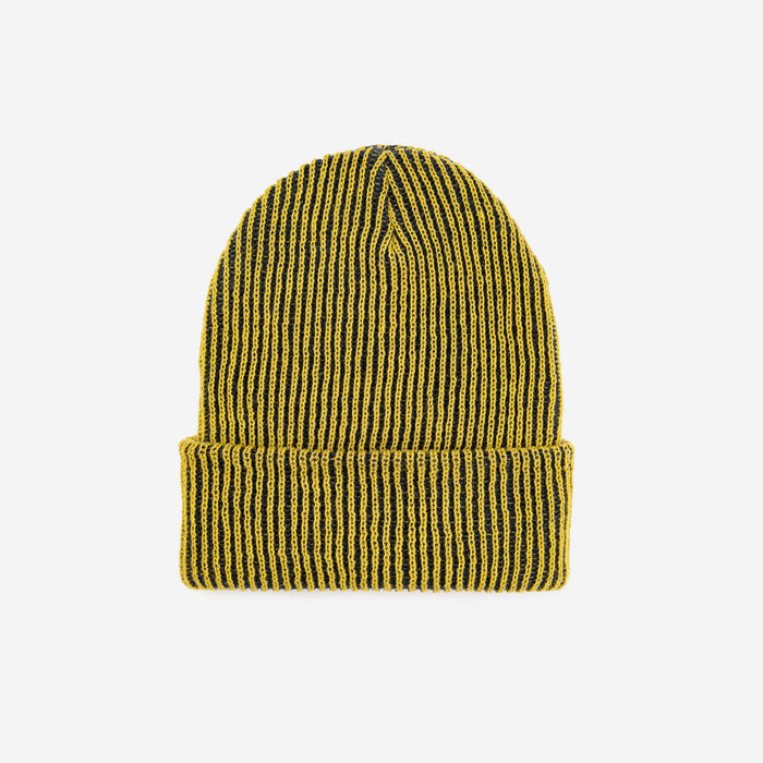 Simple Rib Knit Beanie: Red Grey