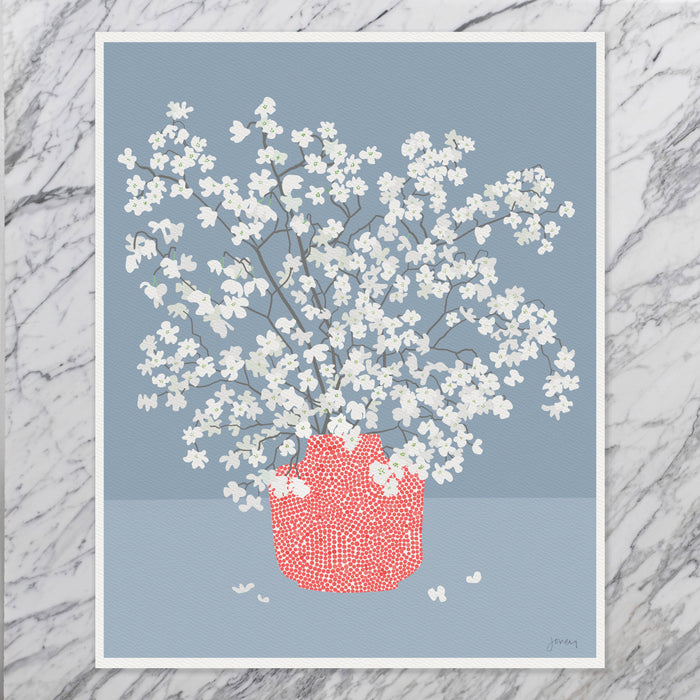Dogwood Floral Still Life Print. Signed. Unframed. 200330: 11 x 14 Unframed