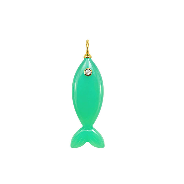 Mini Fish Gemstone Pendant With Topaz: Malachite
