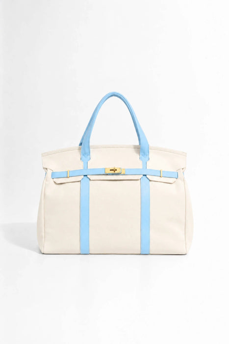 NEW! Premium Cotton Canvas Pastel Trim Canvas Boatkin Bag: Purple