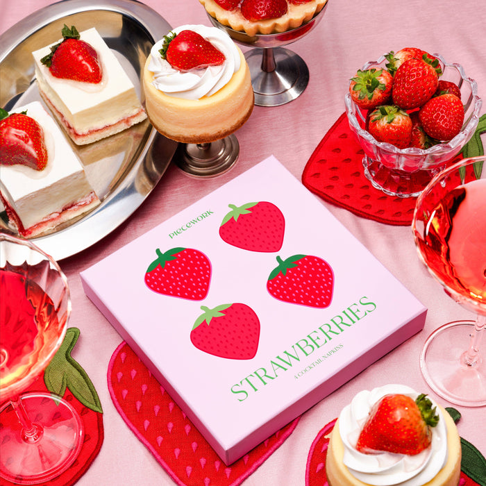 Strawberry Cocktail Napkins - Set Of 4