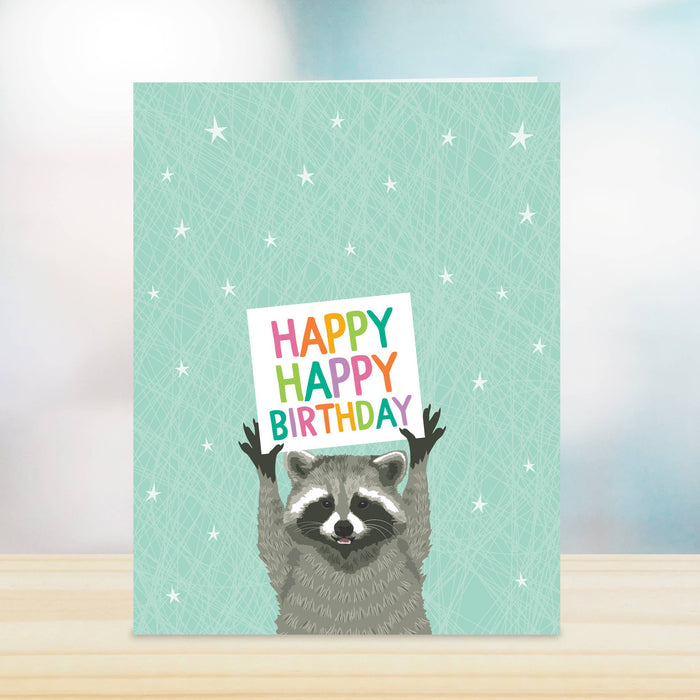 Raccoon Birthday Sign Card