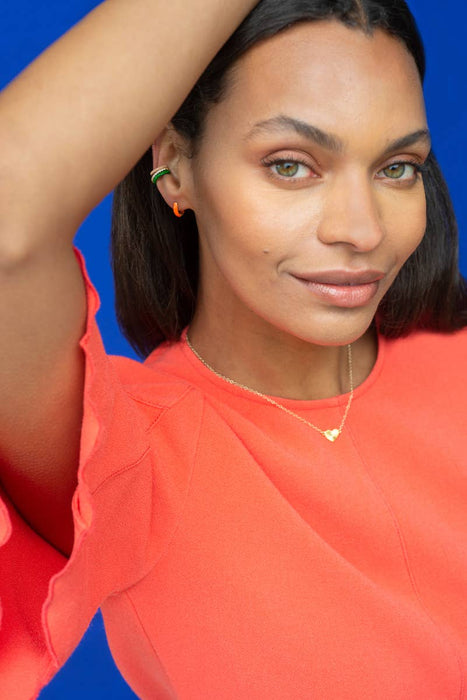 Enamel Huggie Hoop Earrings 18K Gold Vermeil | Sterling Silver 12mm Hoops Multiple Colors Hinge Closure Nickel Free Hypoallergenic Ships from CA : 18K Gold Vermeil / Aubergine