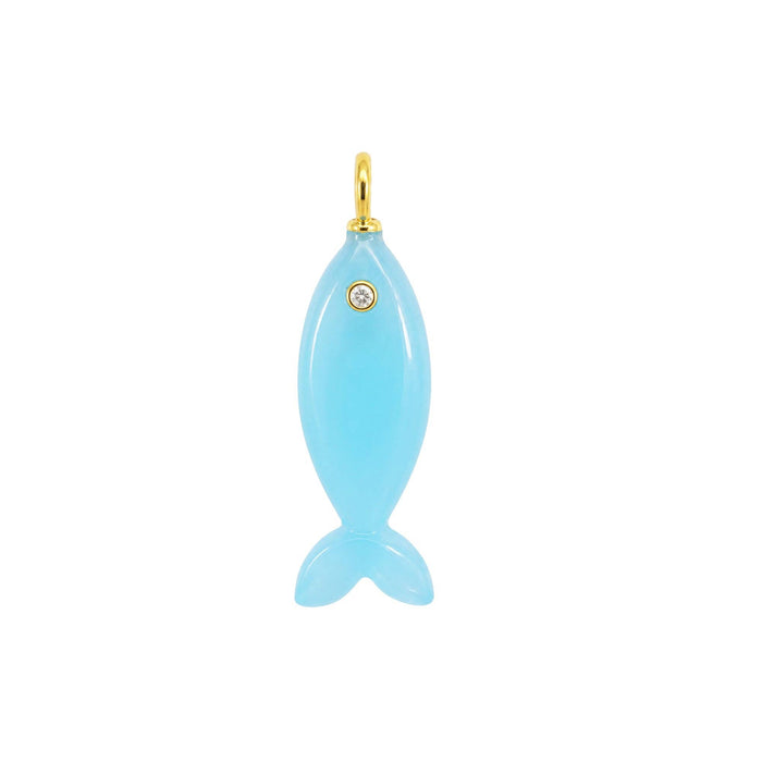 Mini Fish Gemstone Pendant With Topaz: Malachite