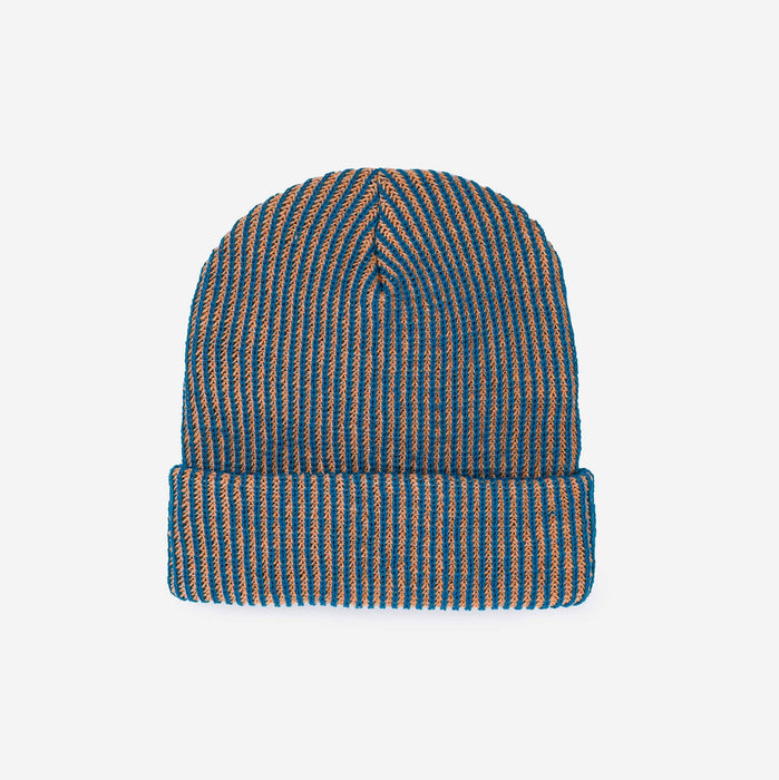 Simple Rib Knit Beanie: Lilac Denim