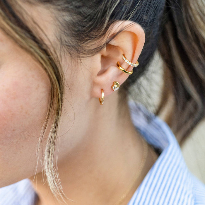 Classic 12mm Hinged Huggie Hoop Earrings: 18K Gold Vermeil