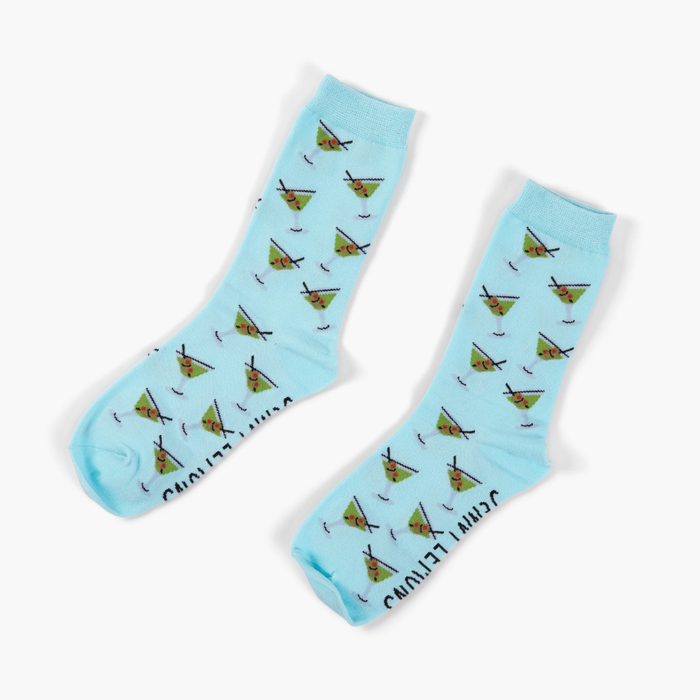 Light Blue Martini Crew Socks