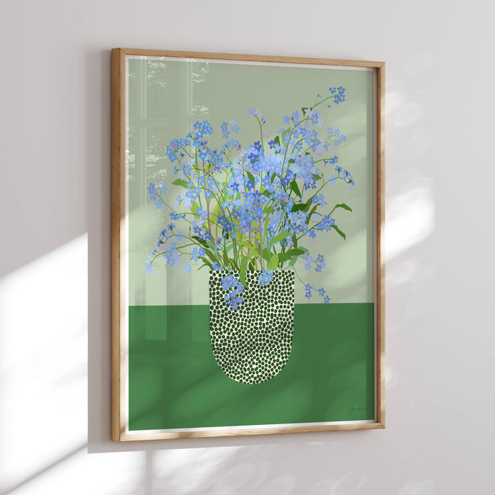 Forget Me Not Art Print. Signed. Unframed. 240428: 11 x 14 Unframed
