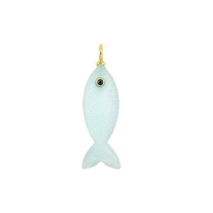 Mini Fish Gemstone Pendant With Topaz: Malachite