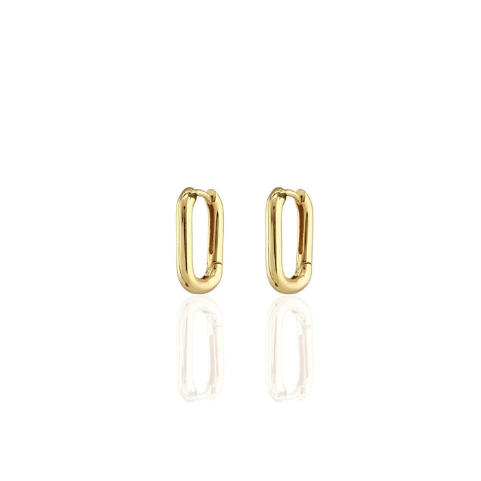 Oval Huggie Hoop Earrings 18K Gold Vermeil Hinge Closure Nickel Free Hypoallergenic Ships from CA: Sterling Silver