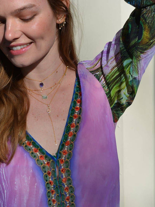 Atiena - Lab Created Rectangle Gemstone Necklace: London Blue