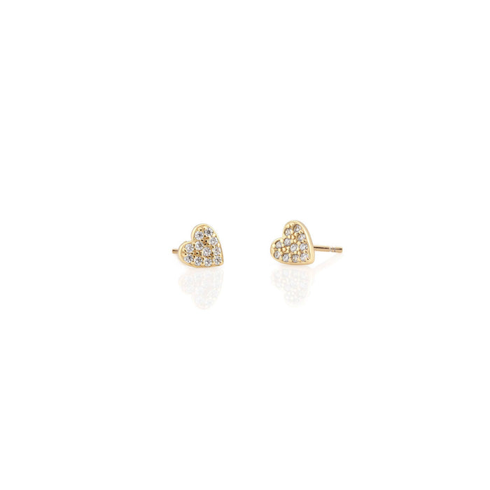 Heart Crystal Stud Earrings 18K Gold Vermeil | Sterling Silver CZ Crystals Nickel Free Hypoallergenic Ships from CA: Sterling Silver