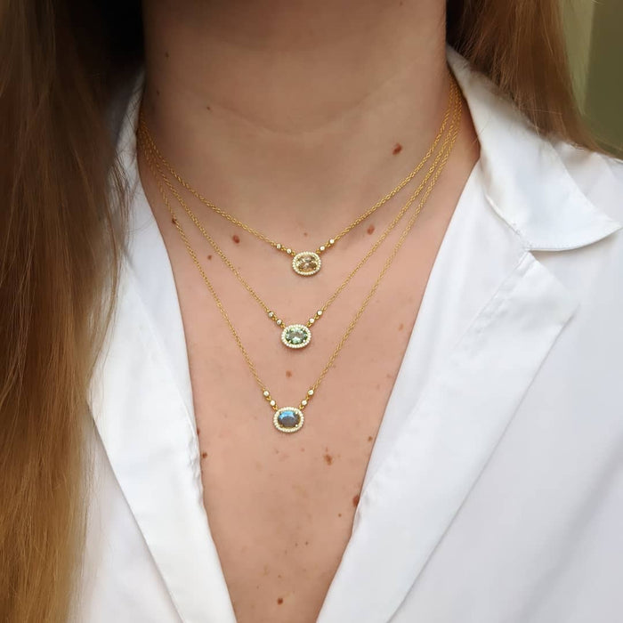 Aura Tourmaline Gemstone Necklace: Light Pink