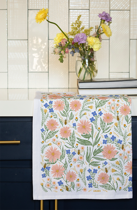 Wildflower Tea Towel - Spring Floral Kitchen Dish Towel