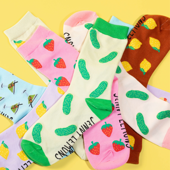 Brown Lemon Crew Socks
