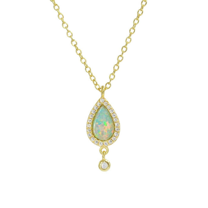 Opal Teardrop Necklace: White Opal