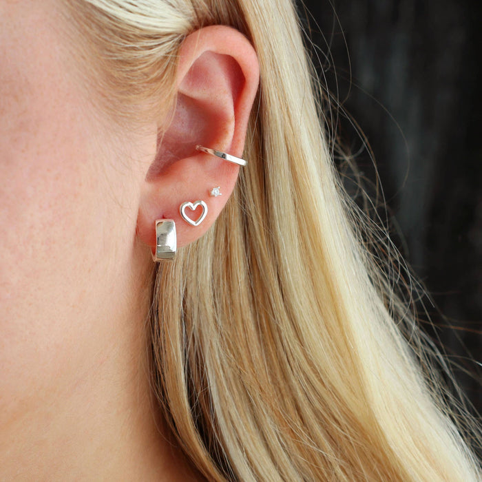 Wide Hinged Huggie Hoop Earrings 18K Gold Vermeil | Sterling Silver 12mm Hoops Hinge Closure Nickel Free Hypoallergenic Ships from CA: Sterling Silver