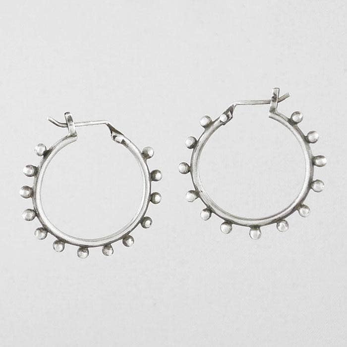 Granulated Hoop Earrings: Sterling Silver