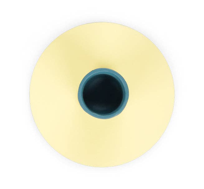 Small Two-Tone Jasmine & Petrol Blue Metal Candleholder