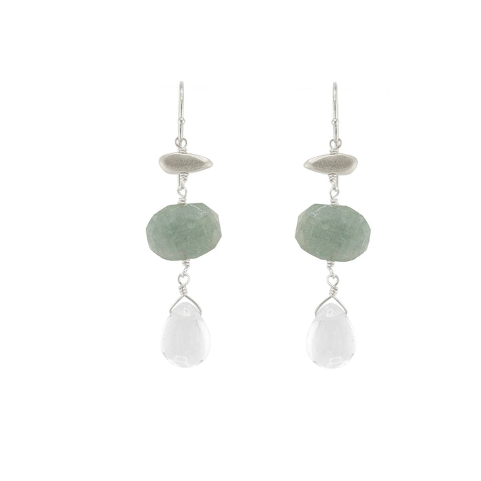 Little nugget w. stone & quartz earrings: Vermeil / Moonstone