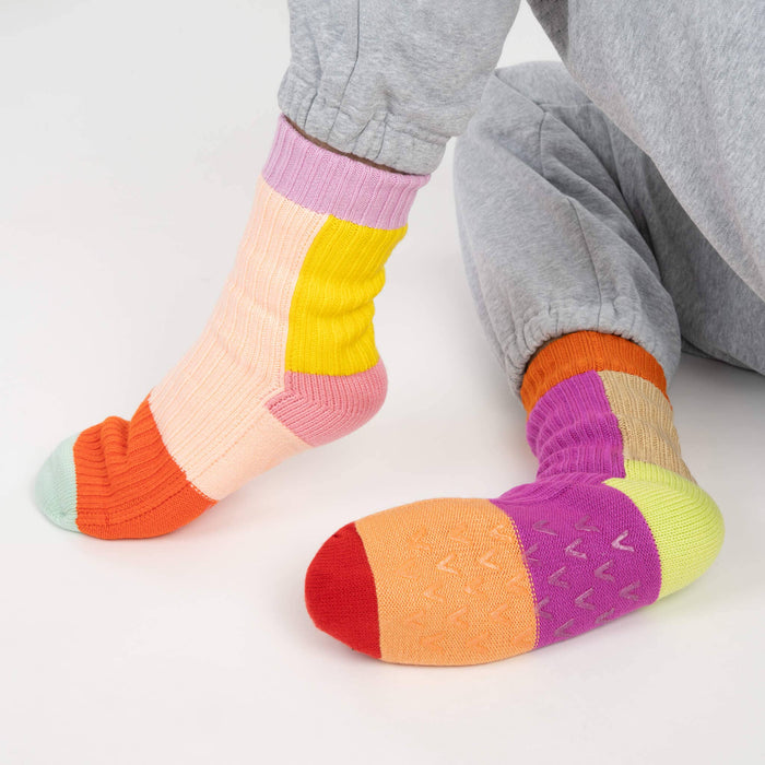 Mismatch House Socks: Pink / S/M - W 6-9<br>M 5-7.5