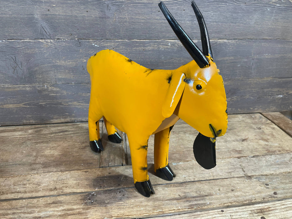 Fiesta Goat-Colorful-Metal-Garden Yard Art-Small-6Wx15Lx14H : Green