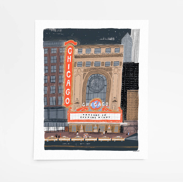 "Chicago Theatre" Giclée Fine Art Print: 11x14 in.