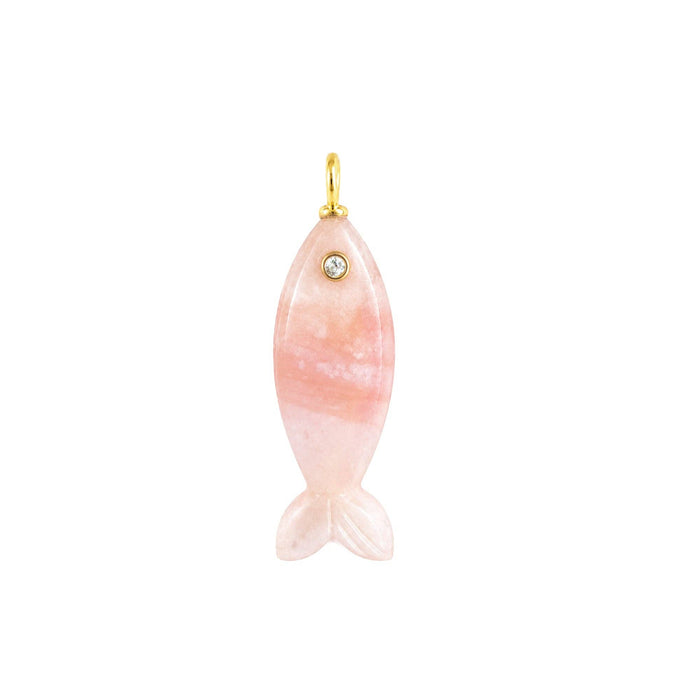 Mini Fish Gemstone Pendant With Topaz: Lapis