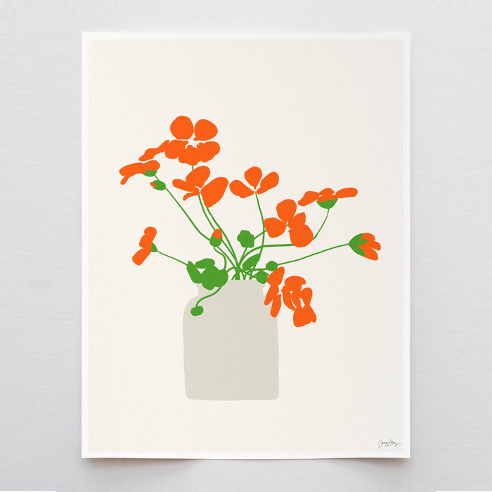 Nasturtiums Art Print. Signed. Unframed. 120926: 11 x 14 unframed