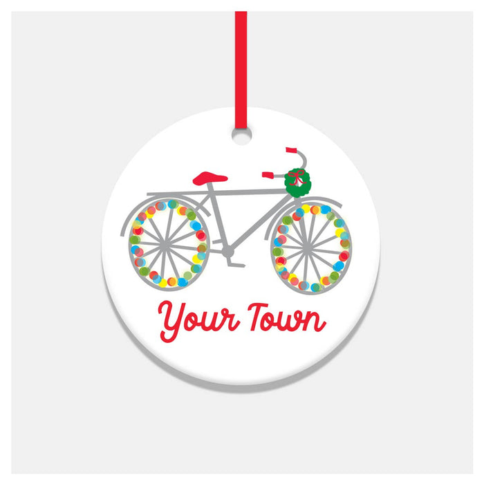 Holiday Bike Personalized City Ceramic Ornament