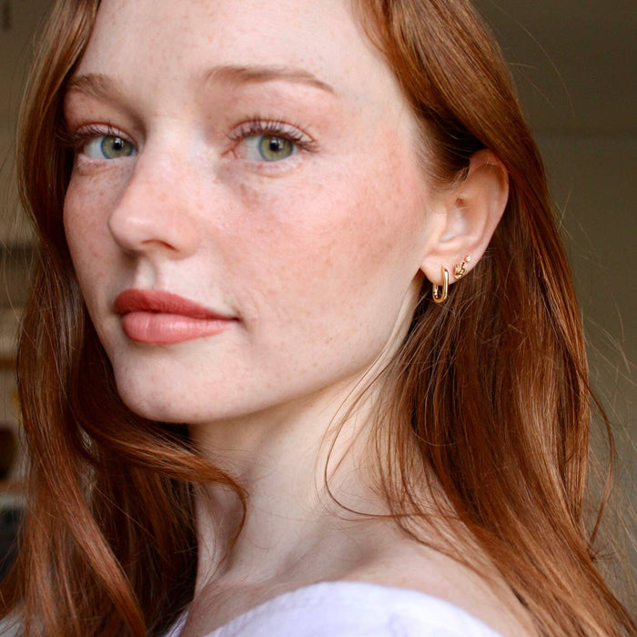 Oval Huggie Hoop Earrings 18K Gold Vermeil Hinge Closure Nickel Free Hypoallergenic Ships from CA: Sterling Silver