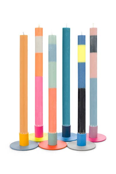 Small Two-Tone Two-Tone Sulphur & Neyron Pink Metal Candleholder
