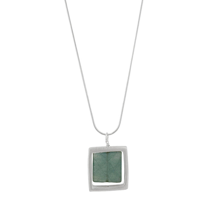 Small square w. angelite necklace: Silver