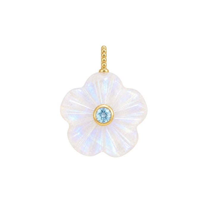Flower Gemstone Pendant With Topaz: Moonstone