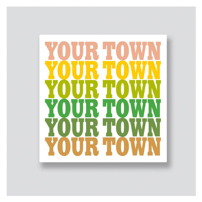 Personalized City Coaster - Supergraphics repeat name drop: Sunset (09)