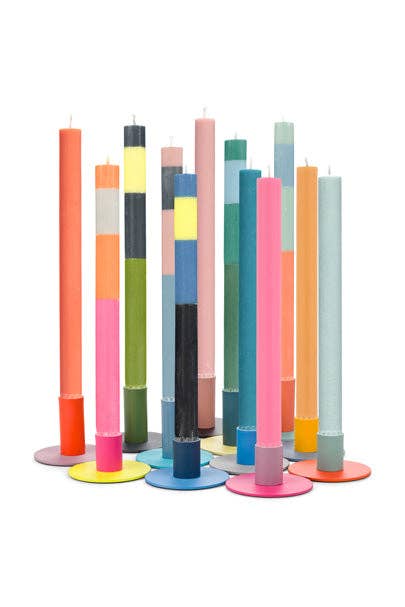 Tall Two-Tone Indigo & Olive Metal Candleholder