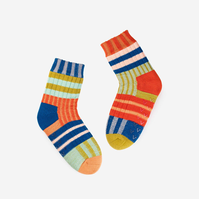 Patchwork Stripe House Socks: Sport / L/XL - W 9.5-12.5<br>M 8-11