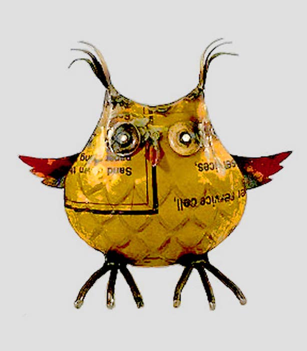 Owl Yellow Recycled Metal Animals