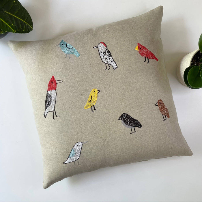 Backyard Birds Pillow: 14”