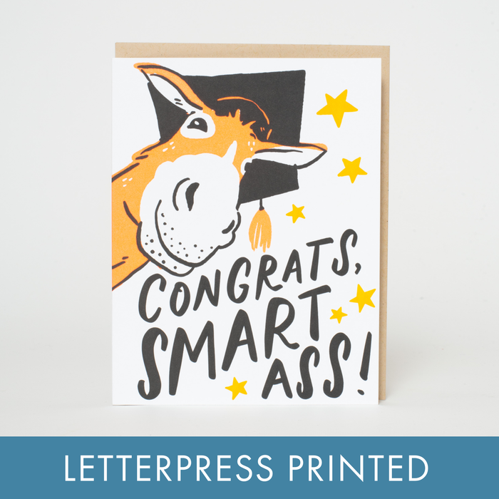 Graduation Smart Ass Punny Letterpress Greeting Card by Hello!Lucky: Paper tab