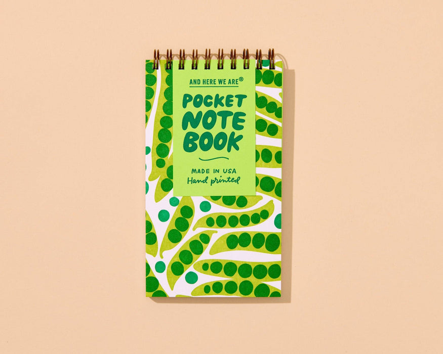 Letterpress Small Spiral Notebook—Green Peas (Summer Garden)