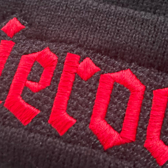 Pierogi red knit beanie Winter hat Made in America usa: Black