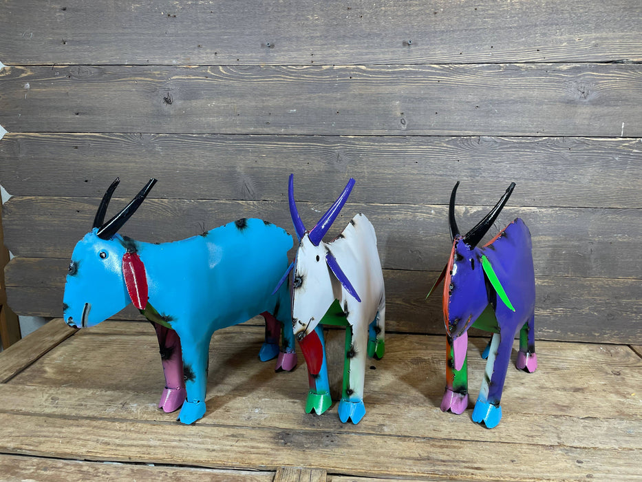 Mardi Gras Colorful Goat-Metal-Garden-Small-6Wx15Dx14H-NEW