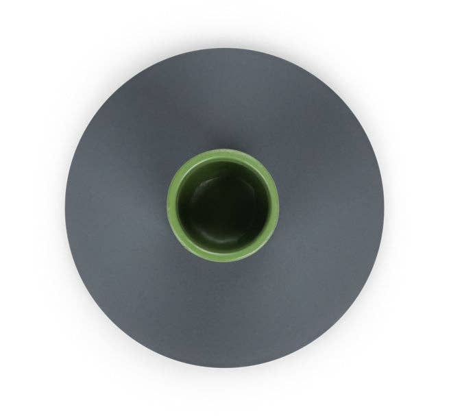 Tall Two-Tone Indigo & Olive Metal Candleholder