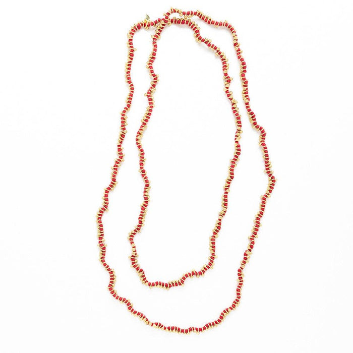 Rosemary Thread With Brass Extra Long Necklace Red Wholesale