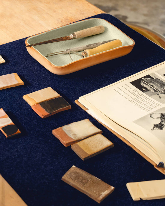 Kawabon Leather/Merino Wool Small Tray-Aloe