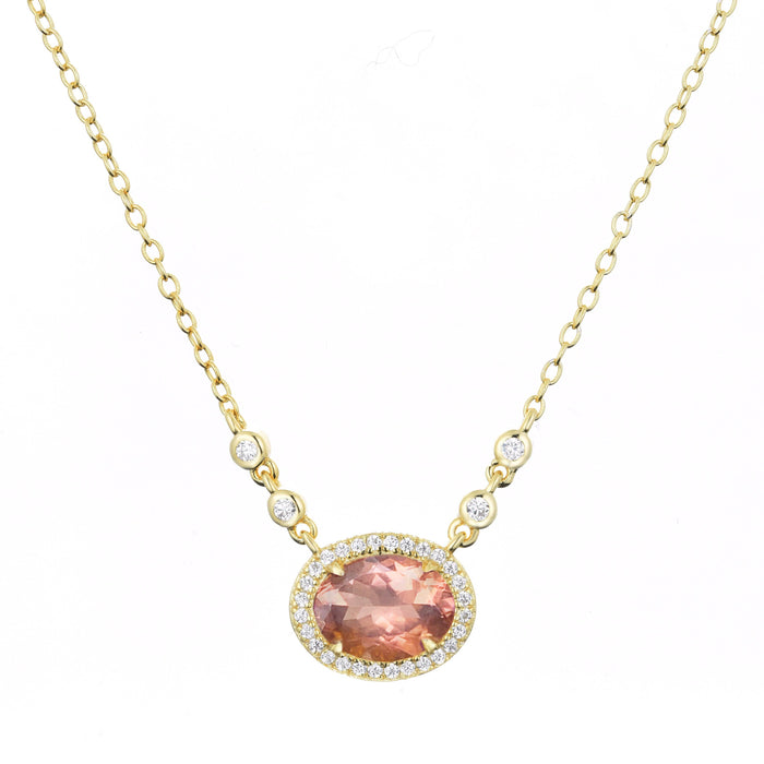 Aura Tourmaline Gemstone Necklace: Light Pink
