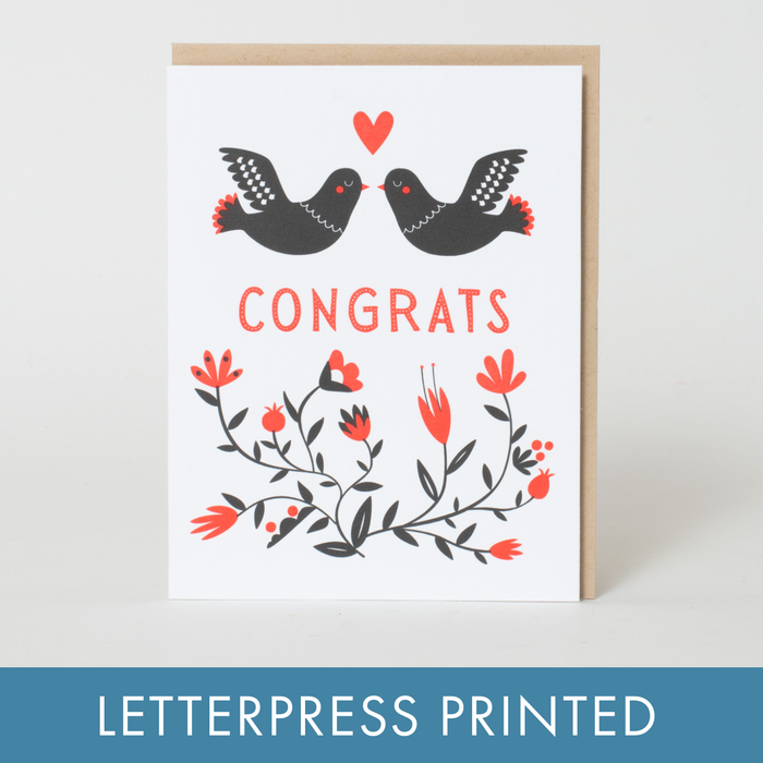 Congrats Doves Letterpress Greeting Card by Fugu Fugu: Paper tab